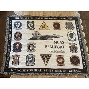 Marine Corp MCAS Beaufort South Caroline Tapestry Throw Blanket 66x52"
